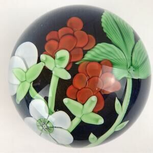 Orient & Flume Blackberry Flower Lampwork Vintage Paperweight Sillars Bag & Cert